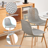 Set of 6 Dining Chairs Modern Plastic Chairs Wooden Legs Kitchen Home Grey