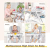 Baby High Chair Foldable Dining Chair Portable Adjustable Feeding Chair-Grey