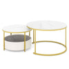 80 & 60 CM Circle Cocktail Table Round Coffee Table Set of 2-White