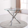 Small Round Dining Room Kitchen Clear Tempered Glass Dining Table Metal Legs
