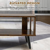 Industrial Coffee Table 2-Tier Wooden Center Table Small Side Table Living Room