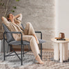 Modern Armchair Lazy Sofa Linen Fabric Chair Garden Outdoor Leisure Relax Lounge