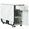 Folding Dining Table, Rolling Kitchen Table with Storage Cupboard and Drawers