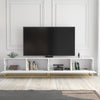 200cm Modular TV Unit | White Matt Fluted Doors | Gold Legs | Modern Cabinet