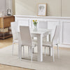 Small Space Dining Set 5Pcs Square Dining Table+ 4 Dining Chair Set White Wooden