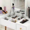 Foldable Makeup Table Set Drawer Mirror Storage Makeup Room White Dressing Table