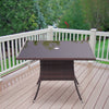 Outdoor Garden Dining Table Black/Brown Poly Rattan and Glass Home Furniture