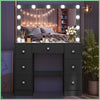 Dressing Table Vanity Set Make up Desk with Dimmable LED Light Mirror 7 Drawers