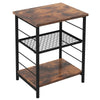 3-Tier Industrial Side Table End Table Record Player Stand w/Adjustable Shelf