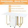 Folding Dining Table Kitchen Rolling Drop Leaf Table with Storage Cupboard