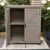 Grey Wooden Garden Storage Cabinet Weather-Resistant Magnetic Closure 2 Shelves