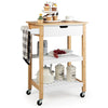 Rolling Kitchen Storage Trolley Cart Cupboard Island Shelves W/ Drawer &Handle