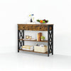 Industrial Console Table with Drawer and 2 Shelves - Brown