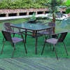 Metal&Glass Garden Table and 4 Chairs Rattan Outdoor Patio Bistro Furniture Set