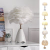 Fluffy Feather Shade Table Lamp White Lampshade Bedside Night Light Room Decor