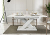 Extendable Table 140-180x80cm Kitchen White Marble Effect