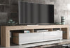 200cm I Modern TV Unit I Cabinet with Storage I Oak I High Gloss White Doors