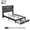 UPHOLSTERED BED FRAME 4FT6 DOUBLE STORAGE BED WITH CHARGING AND LIGHTING GREY