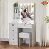 Makeup Desk Vanity Stool Dressing Table with 10 LED Lights Sliding Mirror Set