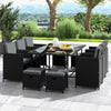 11 Pieces Patio Dining Set Space-saving Wicker Chairs-Grey