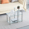 3 Tier Clear Tempered Glass Corner Sofa Table Step Side End Table Storage Shelf