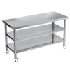 59"x23.6"Stainless Steel Work Bench Commercial Catering Table Food Prep w/Wheels