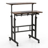 2-Tier Adjustable Standing Desk Mobile Sit Stand Desk Office Laptop Cart