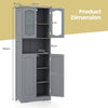 Tall Bathroom Grey Storage Cabinet Tempered Glass Door Pantry Cabinet