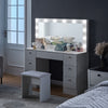 White Large Dressing Table LED Bulbs Mirror Drawers Stool Storage Makeup Desk