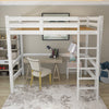 White Loft Bunkbed Single Solid Pine Wooden High Sleeper Bunk Bed Frame & Stair