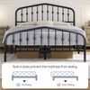 Metal Bed Frame with Arched Headboard and Footboard/Heavy Duty Slat Support