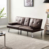Sofa Bed Luxury PU Leather Manhattan 3 Seater Chrome Legs Recliner Settee Brown