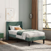 Single Bed 3ft Velvet Upholstered Platform Bed Frame with Slats Support Green