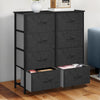 Chest of 8 Drawers, Fabric Dresser with Wood Top, Black Grey for Bedroom
