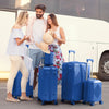 Stylish 5 Piece Deep Blue Diamond Pattern ABS Luggage Set with Non TSA Locks