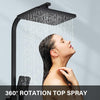 Black Exposed Shower Mixer Twin Head Largre Bar Set Bathroom Square Valve Taps