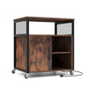 Metal Frame Printer Stand w/ Lockable Side Cabinet & Adjustable Shelves-Coffee
