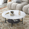 Heavy Duty Marble Coffee Table Large 2 Tier Round Sofa Side End Table Bookshelf