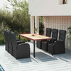 7 Piece Garden Dining Set Black Poly Rattan&Solid Wood Acacia NEW