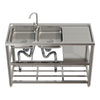 120cm Commercial Sink Kitchen Stainless Steel 2.0 Bowl Catering Drainer Unit+Tap
