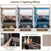 Mobile Standing Jewelry Armoire Lockable Jewelry Organizer w/ 3-Color LED Lights