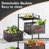 Vegetable Shelf Rack Tier Mobile Kitchen Utility Rotating Storage 6 Cart Trolley