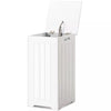 Large Wooden Laundry Bin Storage Basket White Storage Cupboard w/ Lid
