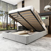 Upholstered Bed 4ft6 Double LED Hydraulic Bed Frame with Ottoman Storage Grey