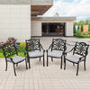 Set of 4 Cast Aluminum Patio Chairs Outdoor Dining Chairs with Cushion & Armrest
