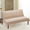 Folding Double Seat Lounge Sofa Bed Loveseat Couch Padded Linen Wooden Leg Beige