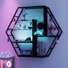 Wall Mounted Storage Shelf Hexagon RGB Lighted Display Cabinet Remote Control
