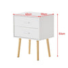 White Bedside Table 2 Drawers Nightstand Cabinet Wood Legs Side Table