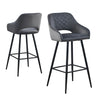 2 Pcs Velvet Bar Stools Upholstered Padded Seat Kitchen Bar Chair Modern Grey