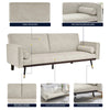 Cream Sofa Bed 3 Seater Faux Suede Click Clack - Jenna